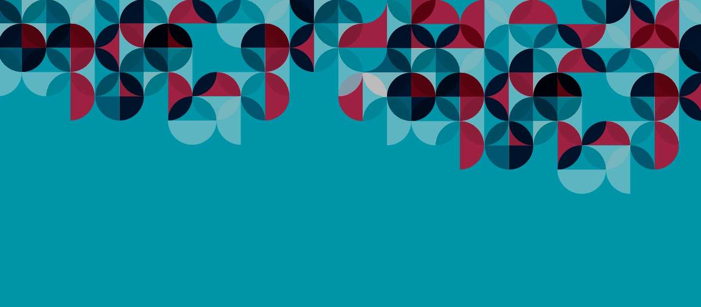 Teal, Maroon, circles graphic.