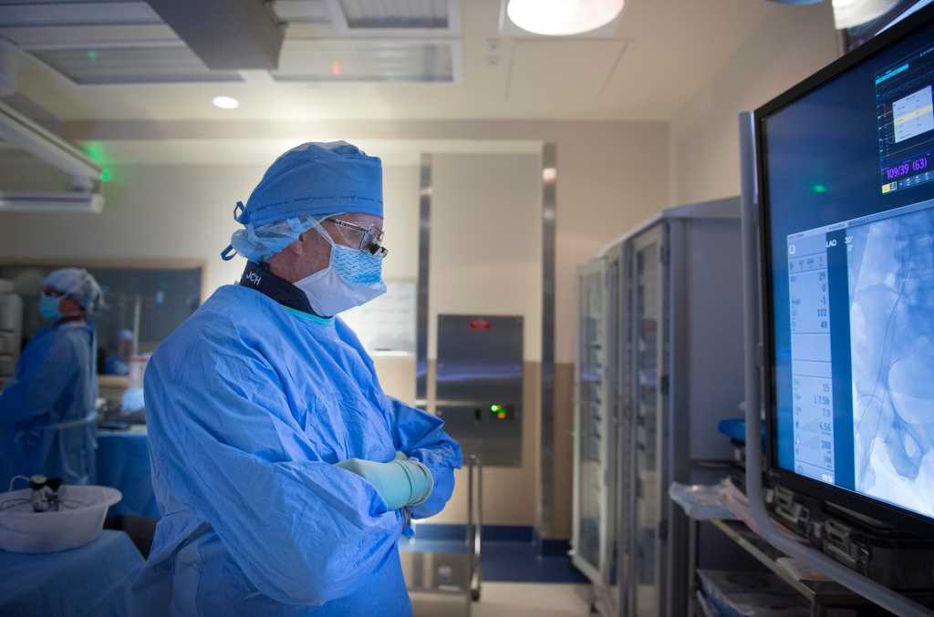 Dr. Heiser looking at an image.